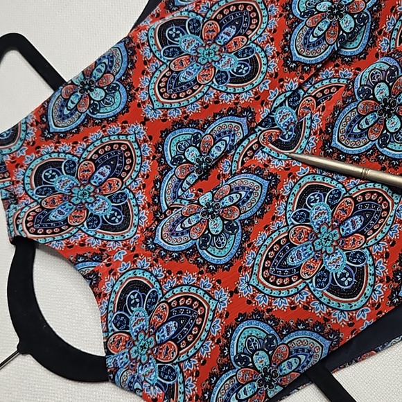 41 Hawthorn Sleeveless Paisley Blouse Red Navy Turquoise High Low Hem Size M - Picture 16 of 16